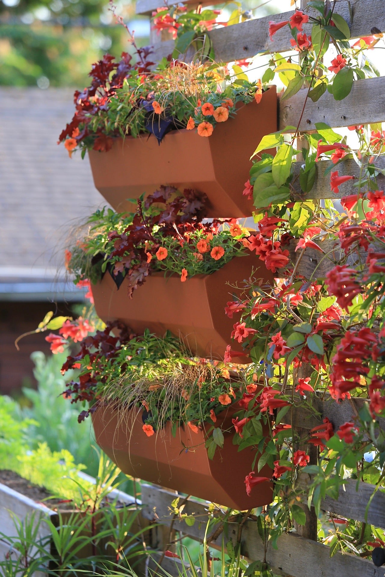 wall pots for plants outdoor Leo Wall Planter 33"